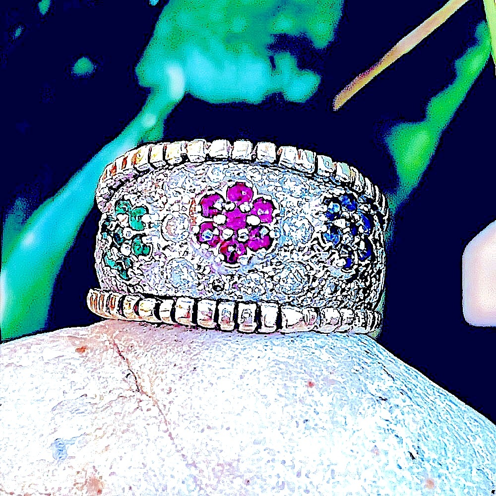 14k gold sapphire ruby, an emerald ring - Picture 4 of 13
